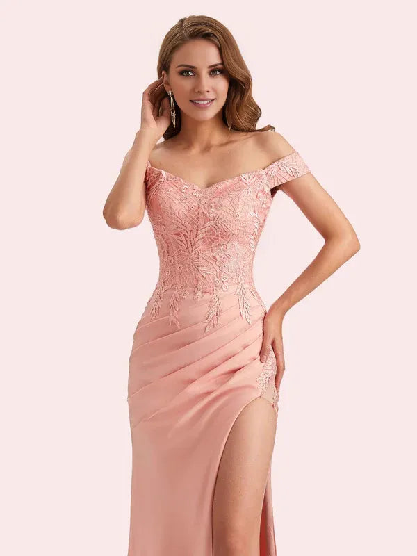 Robe Weitese élégante à épaules dénudées et fente latérale en satin doux, robe longue de demoiselle d'honneur pour mariage, robe de bal